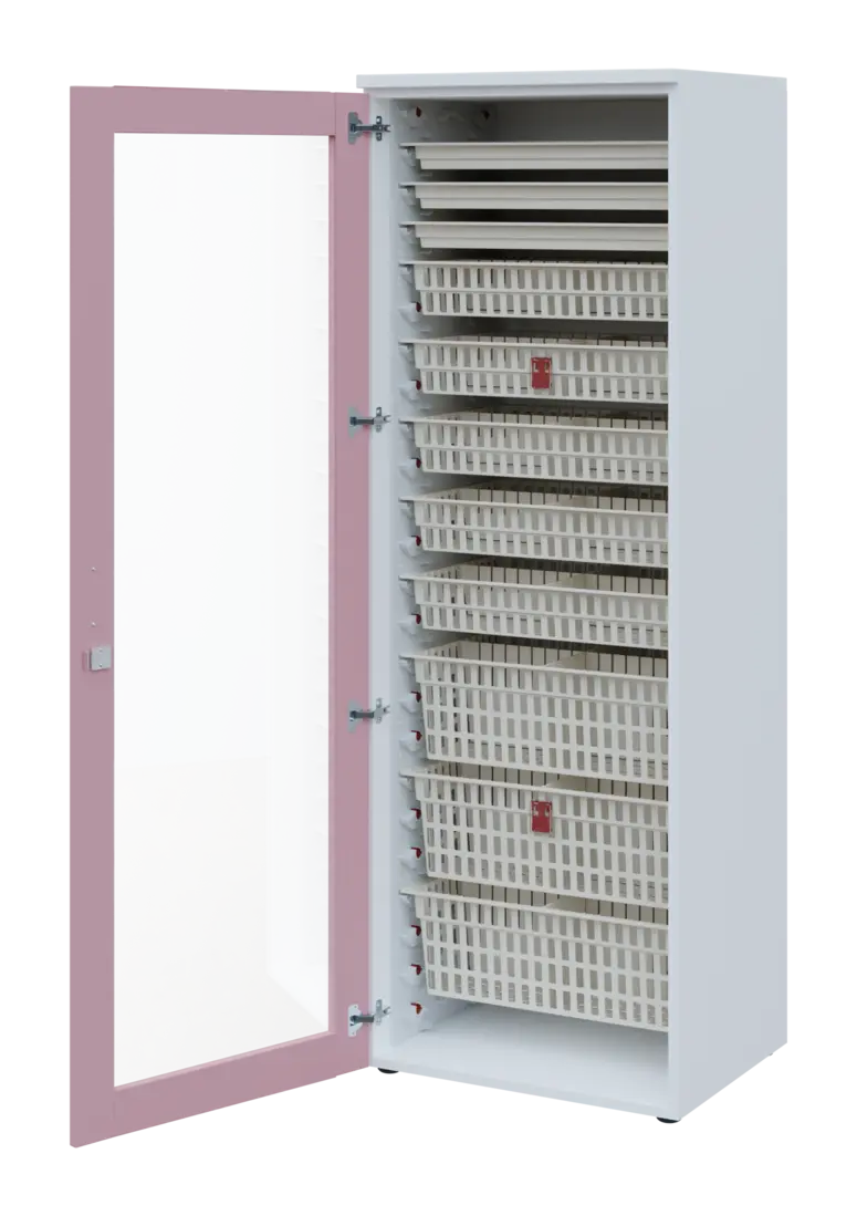 EUROMEDICA S - 66 ABS skříň léková boxová, 1-dveřová/prosklená, levá, 1950x660x535, korpus bílý, dví